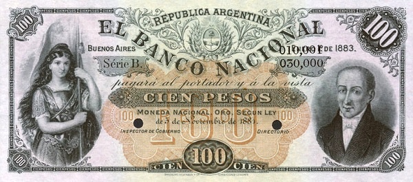 "Liberty" with flag,  arms, Juan José Paso