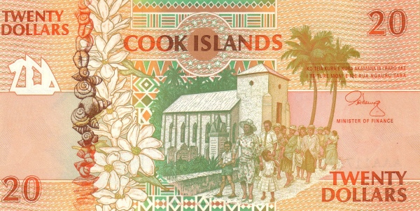  Christian church,  Avarua (Rarotonga); Tahiti gardenias (gardenia tahitensis)