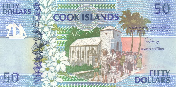  Christian church,  Avarua (Rarotonga); Tahiti gardenias (gardenia tahitensis)