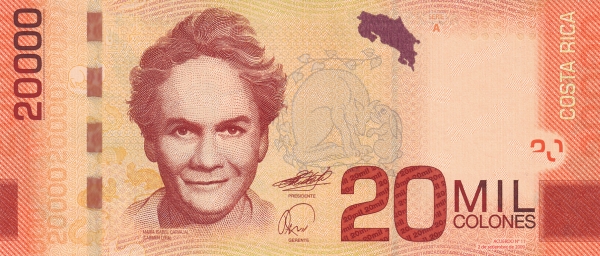 Maria Isabel Carvajal (alias  Carmen Lyra), outline of Costa Rica, rabbit stroking a wolf  - from Lyra's