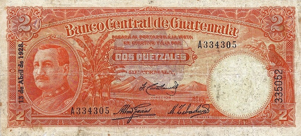  General José María Orellana, banana  trees, volcano, lake