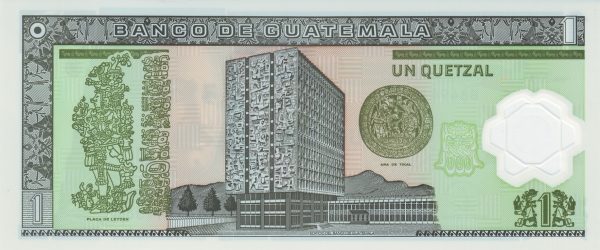   Plate of  Leyden, Banco de Guatemala  building, Ara del Tikal seal