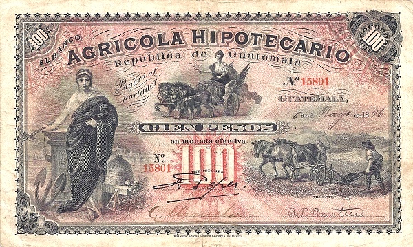  Allegorical woman, woman in winged  chariot, farmer plowing with oxen