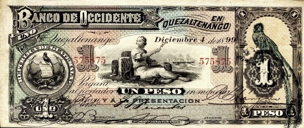  Arms, allegorical woman  ("Commerce"), Quetzal bird