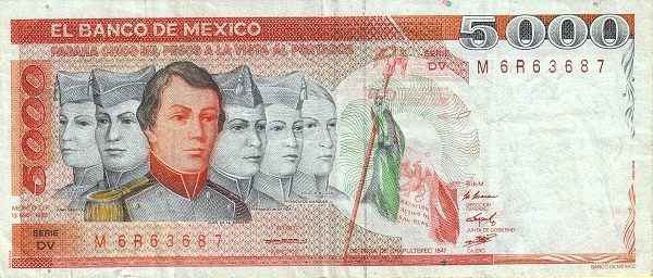 Vicente Suarez, Juan  Escutia, Juan de  la Barrera, Fernando M. de Oca and Agustín Melgar, known as the "Niños Héroes"  (Heroic Cadets / Boy Soldiers which died defending Mexico City at Chapultepec  castle from invading US Forces on 13.09.1847) Flag of the "Batallón Activo de San Blas"