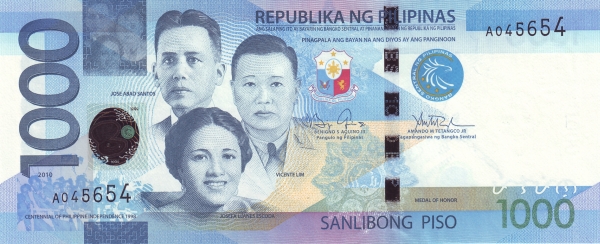  Jose Abad Santos,  Vicente Lim, Josefa Llanes Escoda; people during celebration of  100th  Anniversary of Independence; Medol of Honor of the Republic of the Philippines