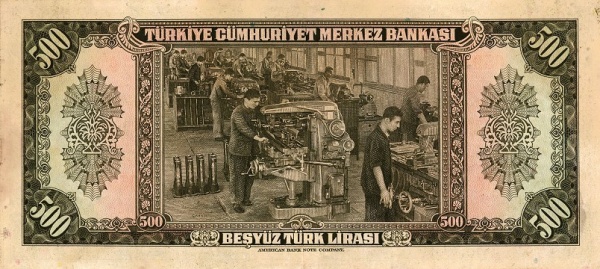 Factory workers, machines