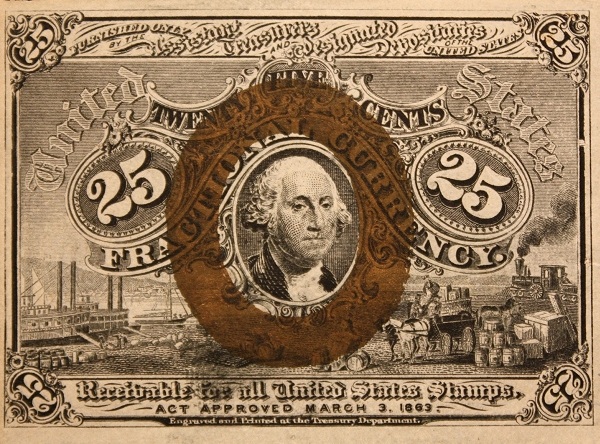 President George Washington, Mississippi 
River steamboat, horse cart, steam locomotive, commodities