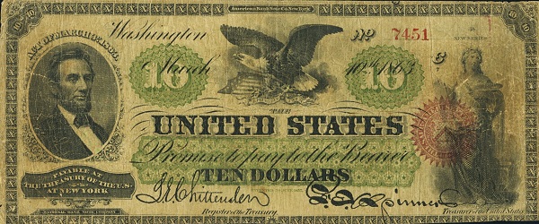  President  Abraham Lincoln, eagle, allegorical woman ("Art")
