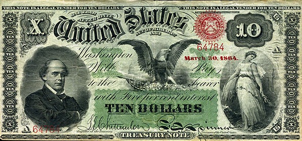 Salmon Portland Chase, eagle, allegorical 
woman