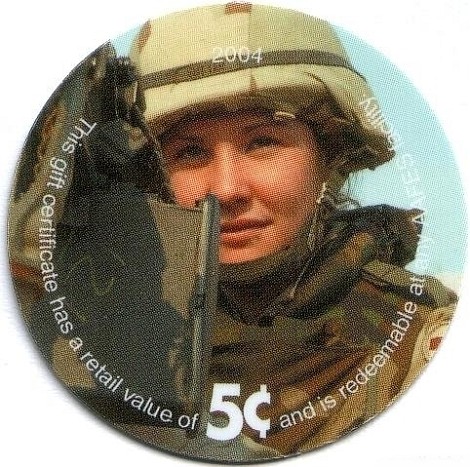 Female soldier looking  through gun