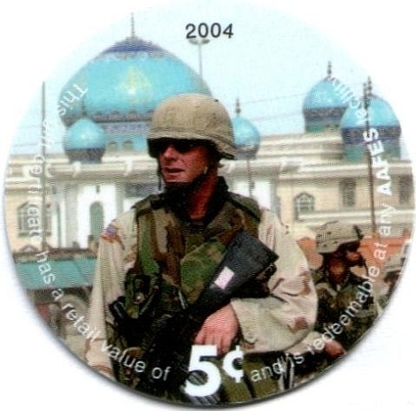 Soldier in front of  mosque, Iraq