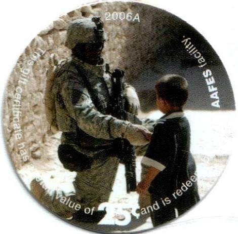 Soldier shaking hand  of a child