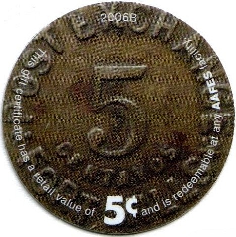 5 Centavos token, Post  Exchange, Fort Mills