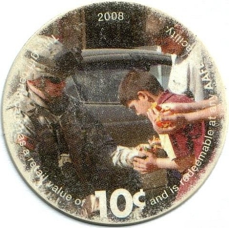 Soldier giving candy  to boys