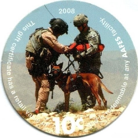 Soldiers, dog