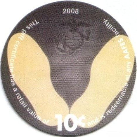 Marine insignia framed  by trhe soles of two boots