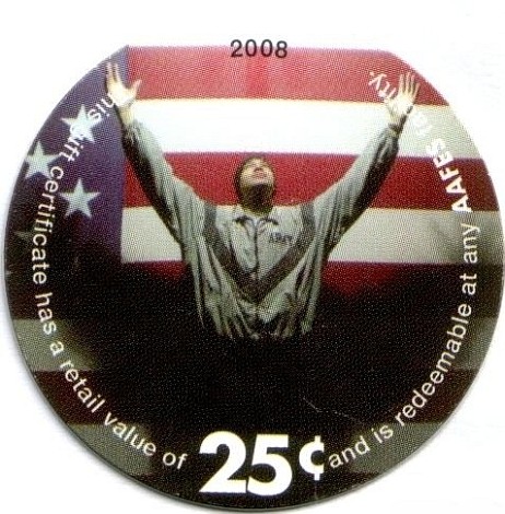 Soldier with arms  raised in front of U.S. Flag