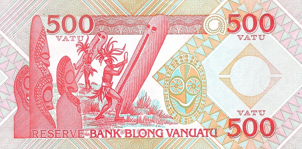 Printer's name: De la Rue   segmented security thread   signatures: Odo Tevi & Moena Carcasses Kalosil